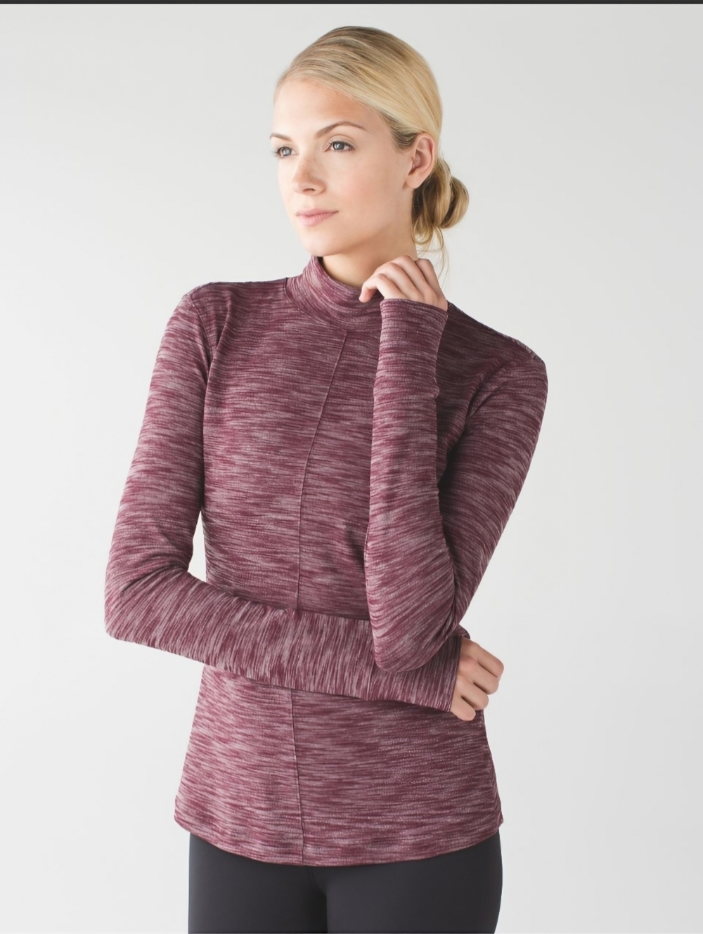 Lululemon Athletica & go Take-Off Long Sleeve- In Heathered Bordeaux- Cut Out
